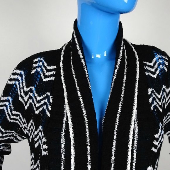 BCBGMaxAzria Open Front Chevron Cardigan M 8 10 - Picture 2 of 5